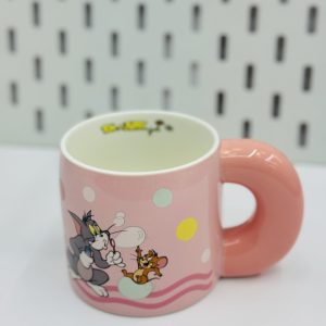 ماگ تام و جری صورتی دسته تپل